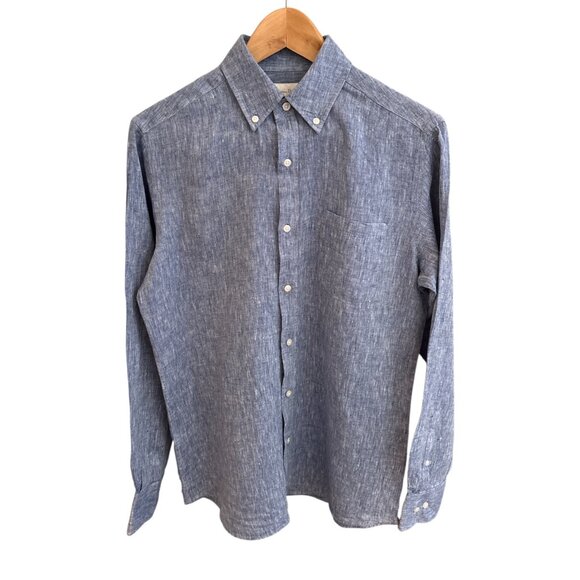 Massimo Dutti Other - Massimo Dutti Blue 100% Linen Button-Up Shirt | Long Sleeve Lightweight Classic